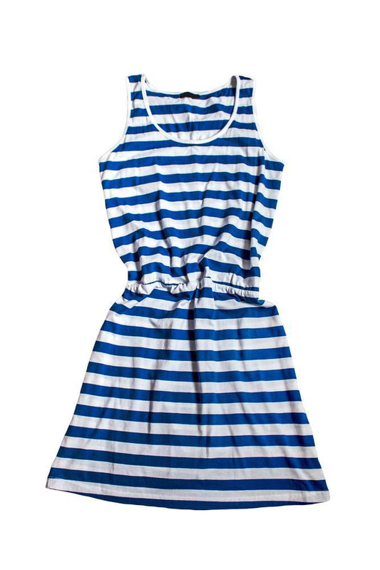 Summer Casual Stripe Elastic Waist Beach Dress