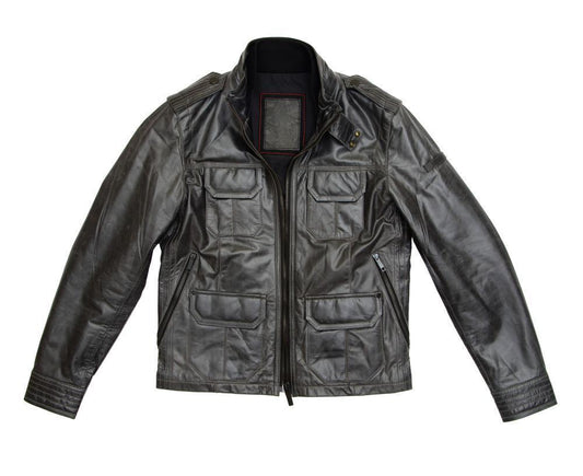 Black Slim Fit Biker Leather Jacket