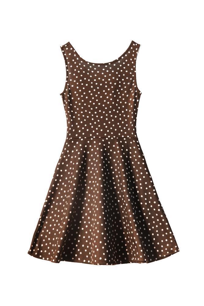 White Polka Dot Belted Occasion Dress