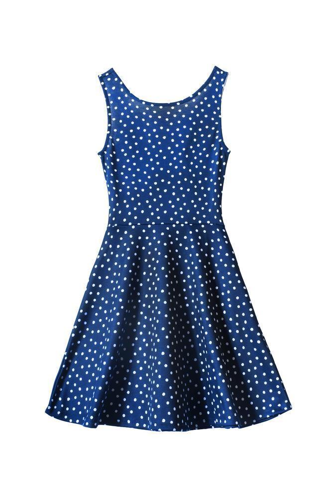 White Polka Dot Belted Occasion Dress